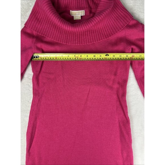 Michael Kors Sweater Dress Womens Size Medium Pink Fuscia Wool Blend Turtleneck - Picture 4 of 8
